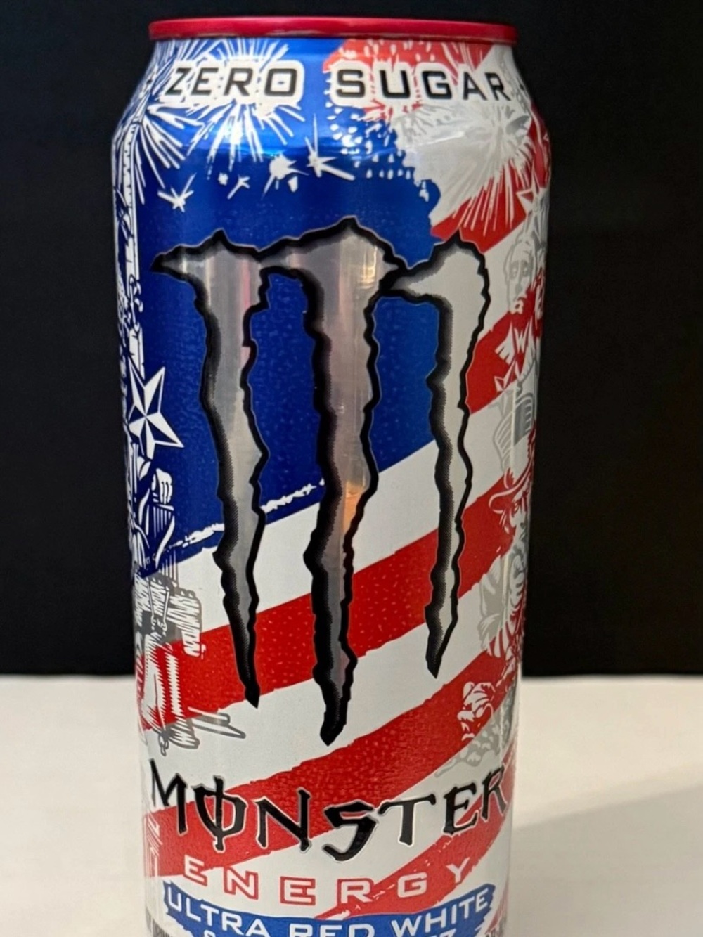 Monster Energy Ultra Red White Zero Sugar Can - Red, White, Blue 16 oz
